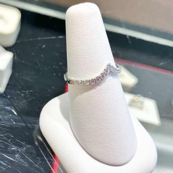 Curved White Gold Diamond Wedding Ring - Picture 4 of 5